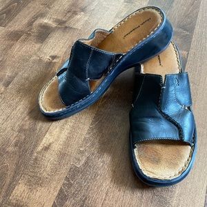 Hush puppies leather slide with 2” wedge heel